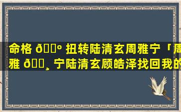 命格 🐺 扭转陆清玄周雅宁「周雅 🌸 宁陆清玄顾皓泽找回我的命格」